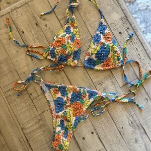 Colorful smocked Bikini Set